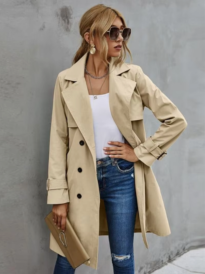 Amy Victoria | Women’s Double Breasted Belted Trench Coat