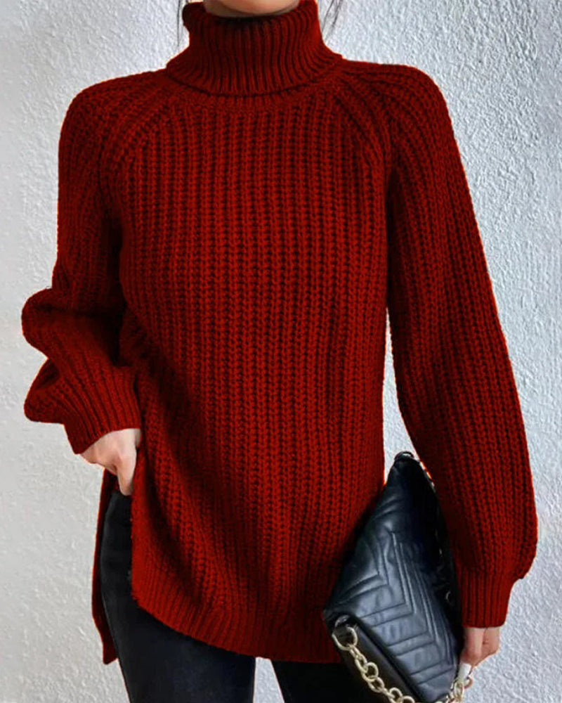 Amy Victoria | Women's Winter Ribbed Turtleneck Sweater