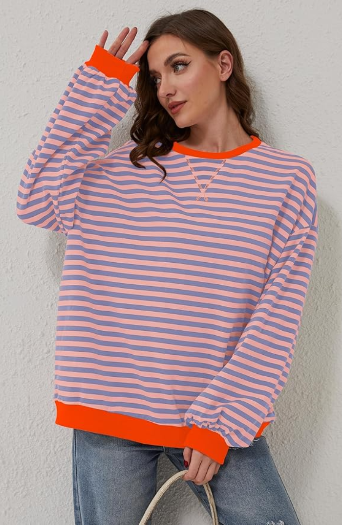 Amy Victoria | Women's Striped Crewneck Sweater