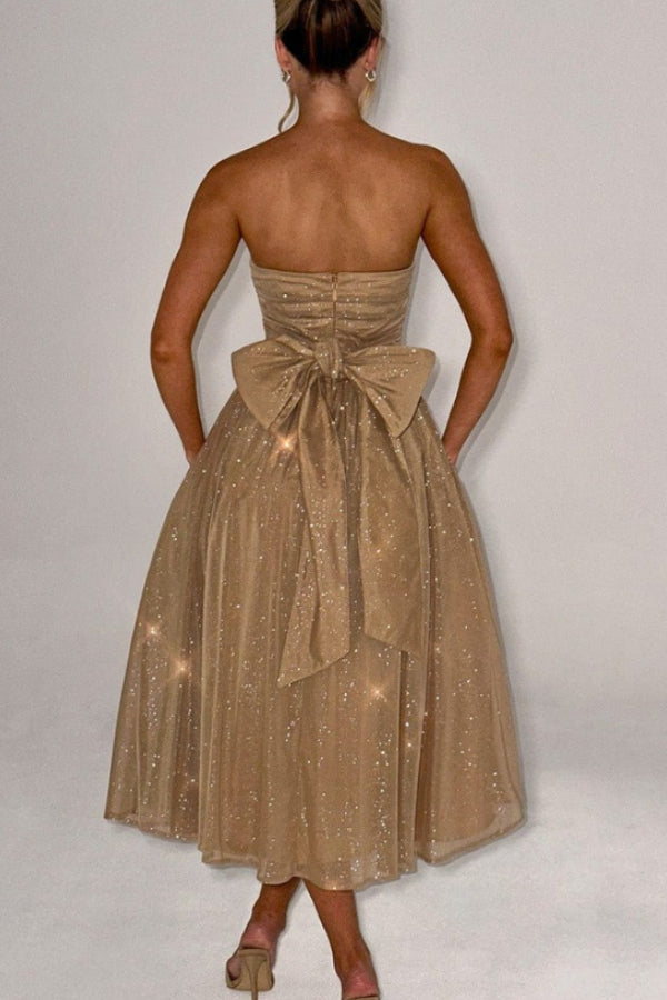 Amy Victoria | Off Shoulder Backless Maxi Dress with Bow