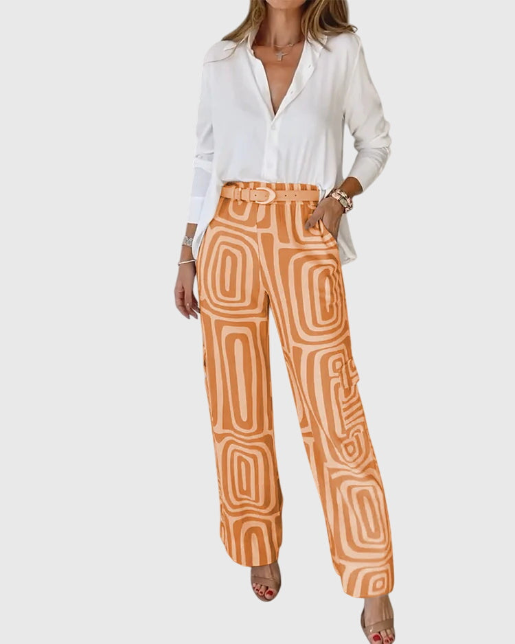 Amy Victoria | Stylish Pants with Blouse and Belt