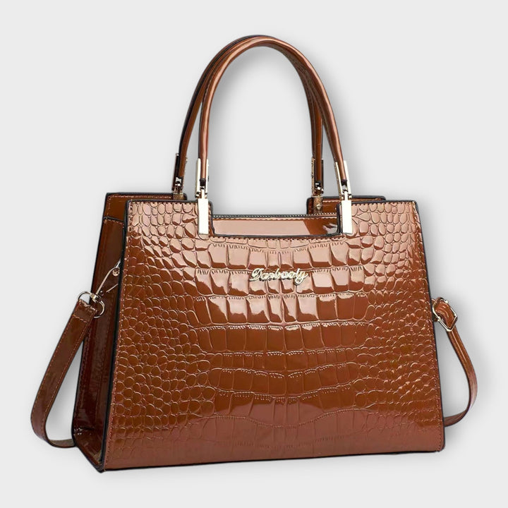 Amy Victoria | Glossy Crocodile Pattern Handbag