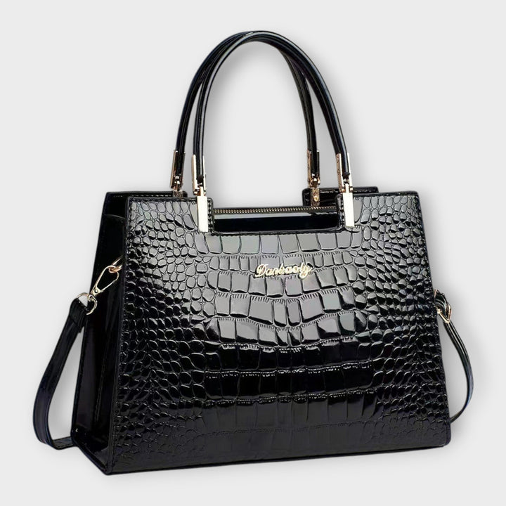 Amy Victoria | Glossy Crocodile Pattern Handbag