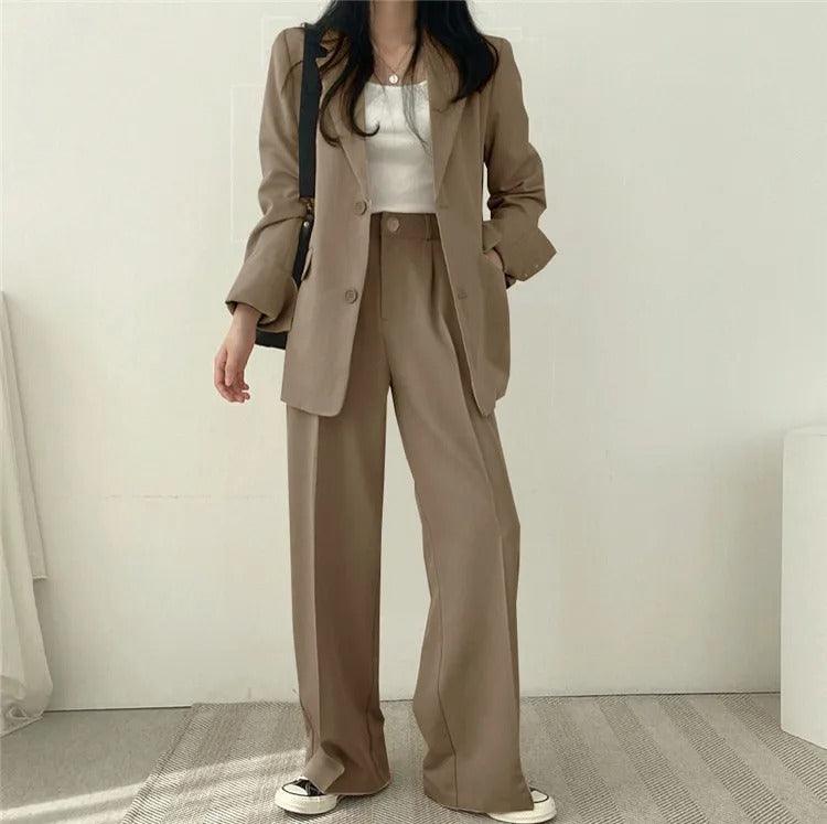 Amy Victoria | Women's Tailored Suit Set, Long Blazer
