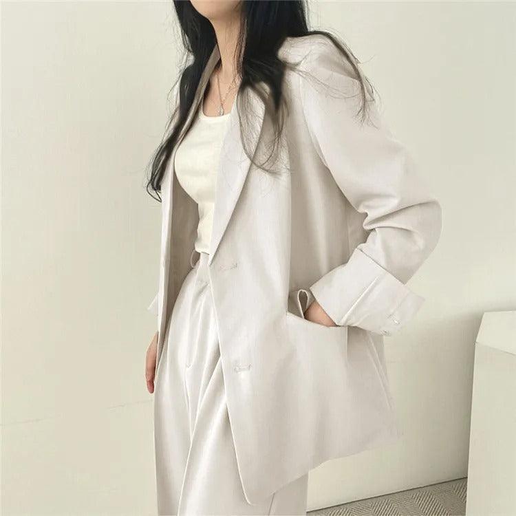 Amy Victoria | Women's Tailored Suit Set, Long Blazer