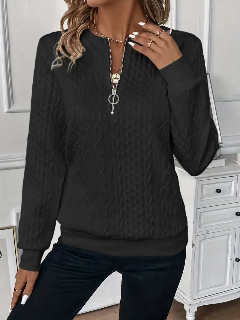 Amy Victoria | Elegant Zip-Up Sweater