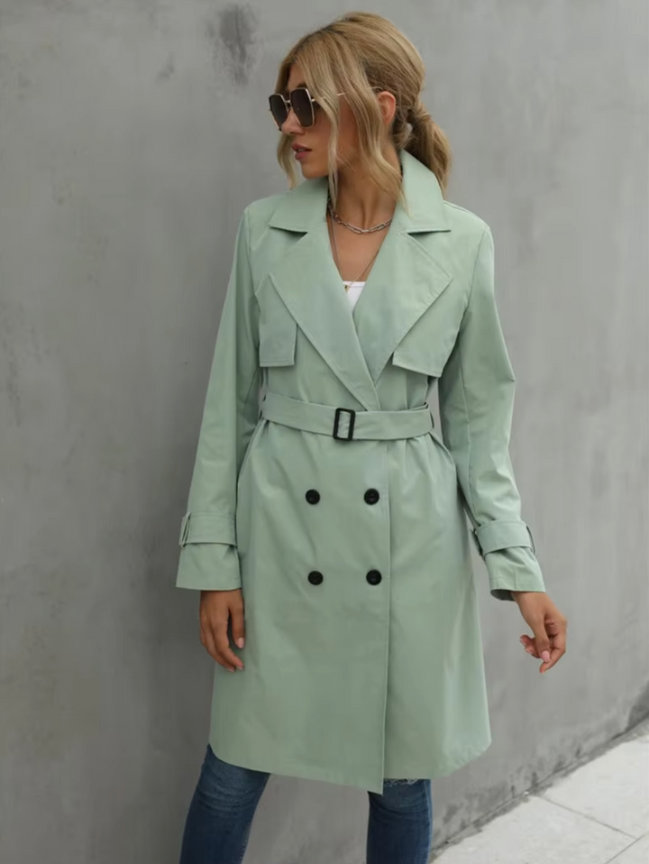 Amy Victoria | Women’s Double Breasted Belted Trench Coat