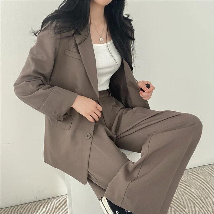 Amy Victoria | Women's Tailored Suit Set, Long Blazer