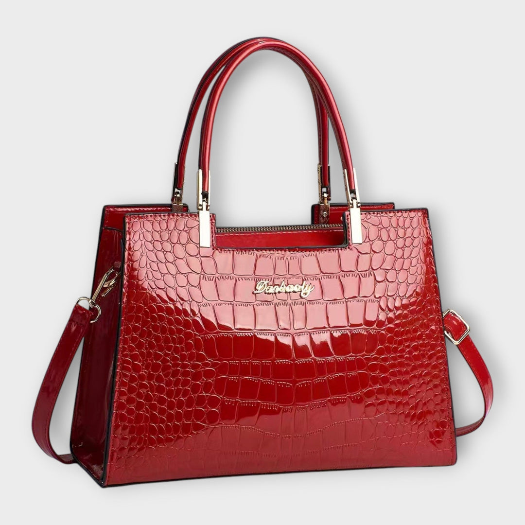 Amy Victoria | Glossy Crocodile Pattern Handbag
