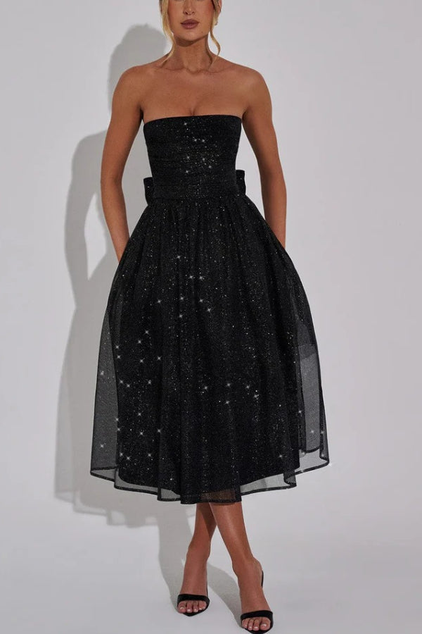 Amy Victoria | Off Shoulder Backless Maxi Dress with Bow