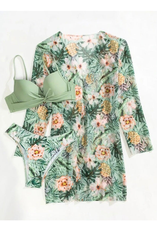 Amy Victoria | Tropical Print Wrap Underwire Bikini with Cover-Up