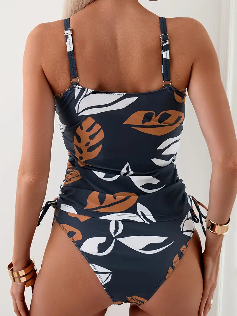 Amy Victoria | Leaf Print Tankini Top and Bottoms