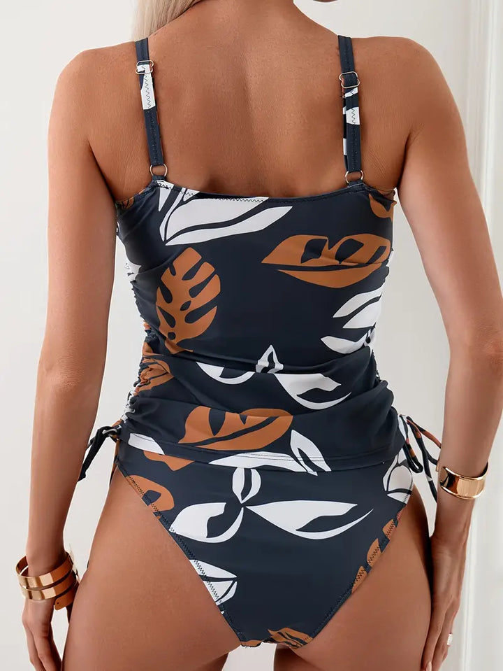 Amy Victoria | Leaf Print Tankini Top and Bottoms
