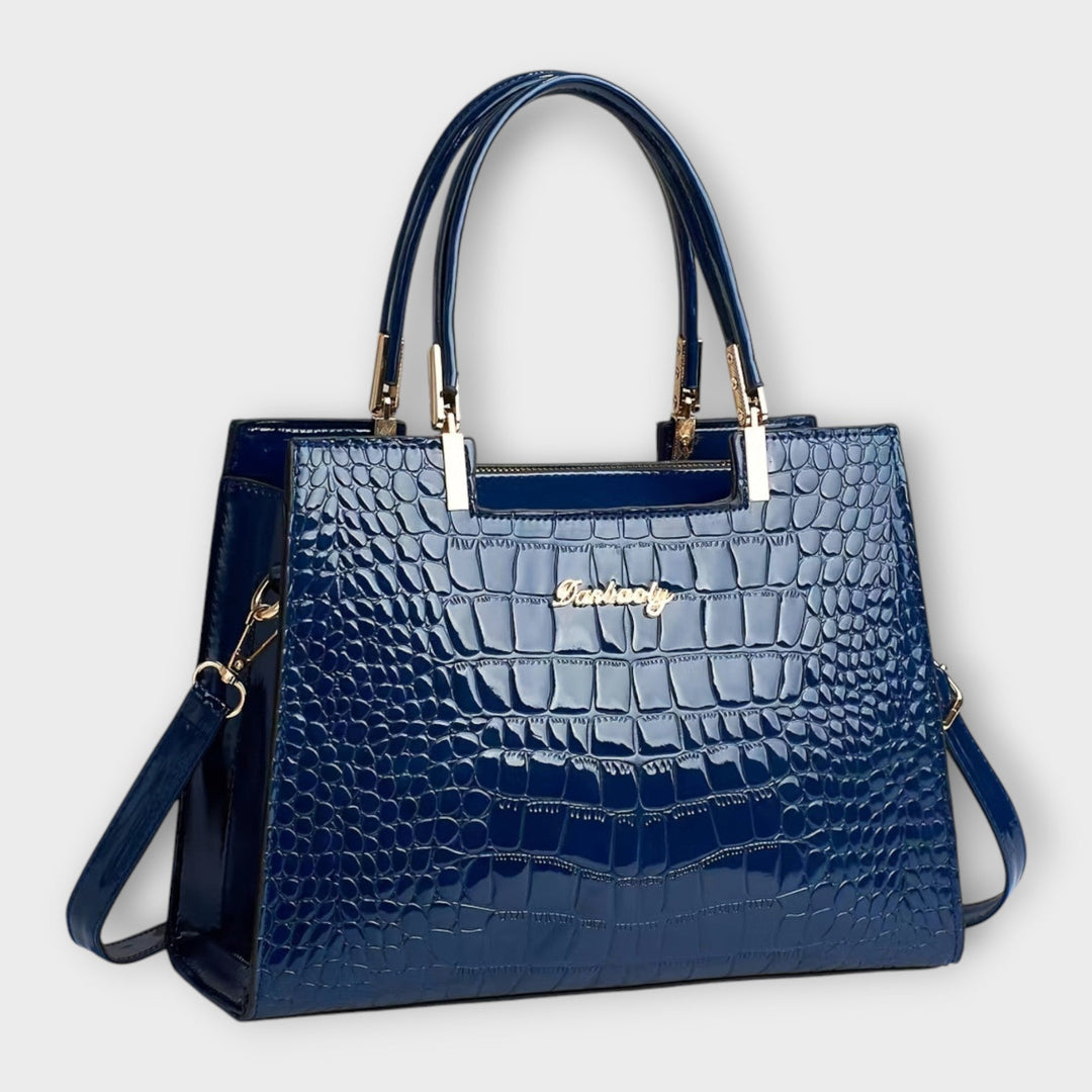 Amy Victoria | Glossy Crocodile Pattern Handbag