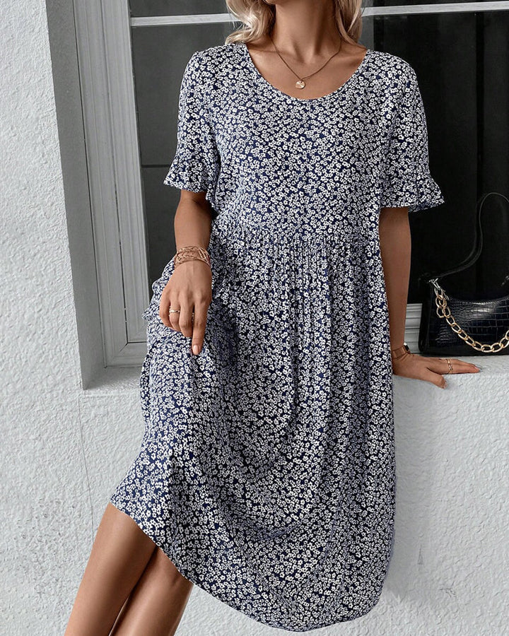 Amy Victoria | Round Neck Dress in Floral Print