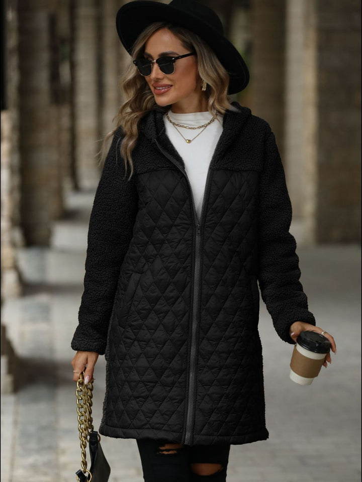 Amy Victoria | Structured long-sleeved zip-up hooded coat