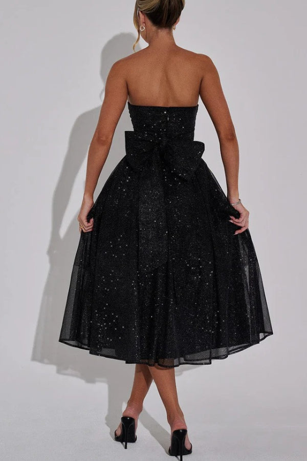 Amy Victoria | Off Shoulder Backless Maxi Dress with Bow