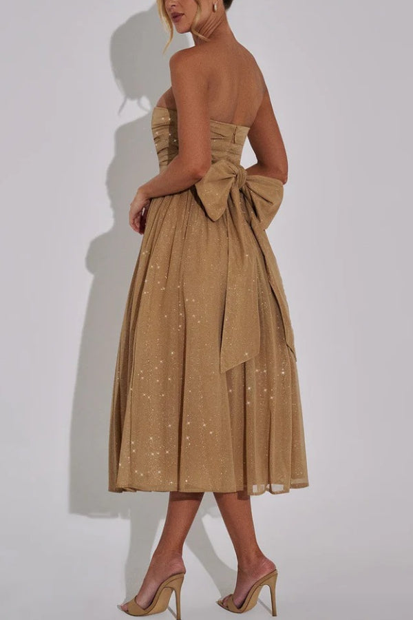 Amy Victoria | Off Shoulder Backless Maxi Dress with Bow