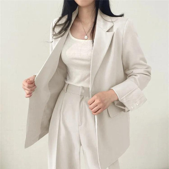 Amy Victoria | Women's Tailored Suit Set, Long Blazer