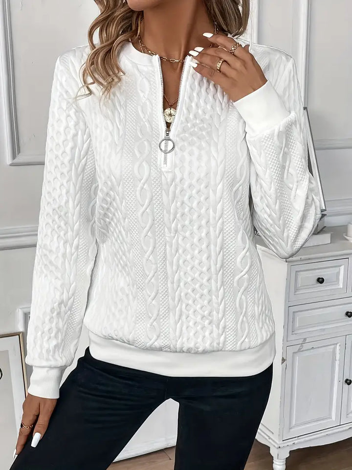 Amy Victoria | Elegant Zip-Up Sweater