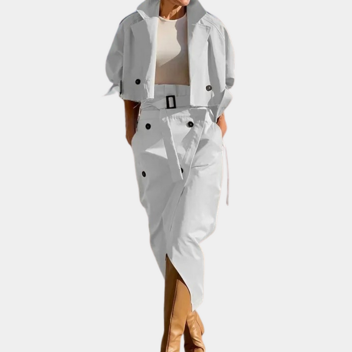 Amy Victoria | Women's trench coat set in elegant design