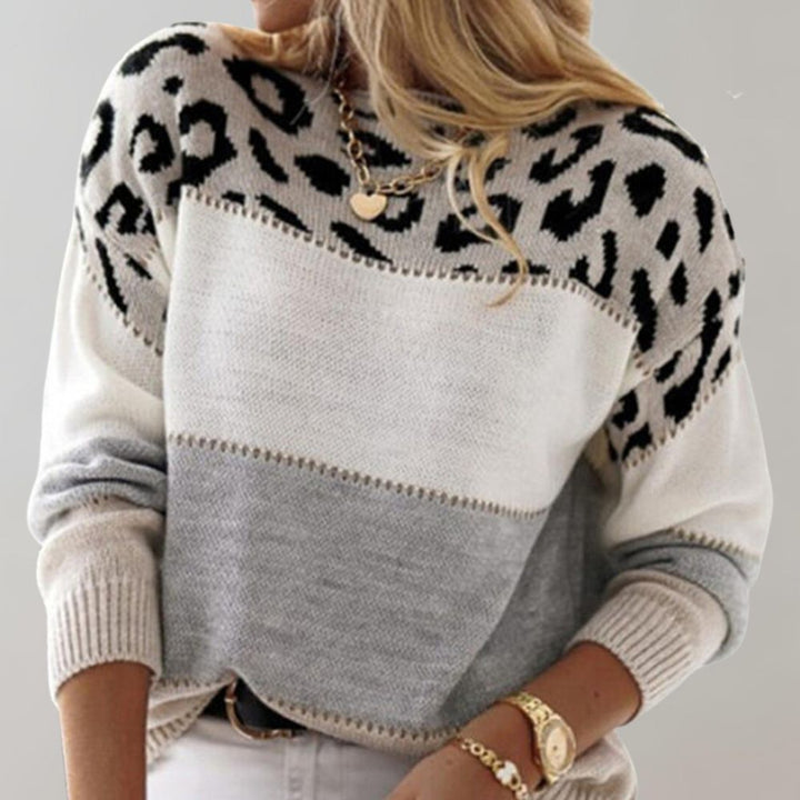 Amy Victoria | Leopard Accent Knit Sweater