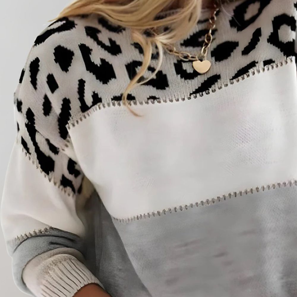 Amy Victoria | Leopard Accent Knit Sweater