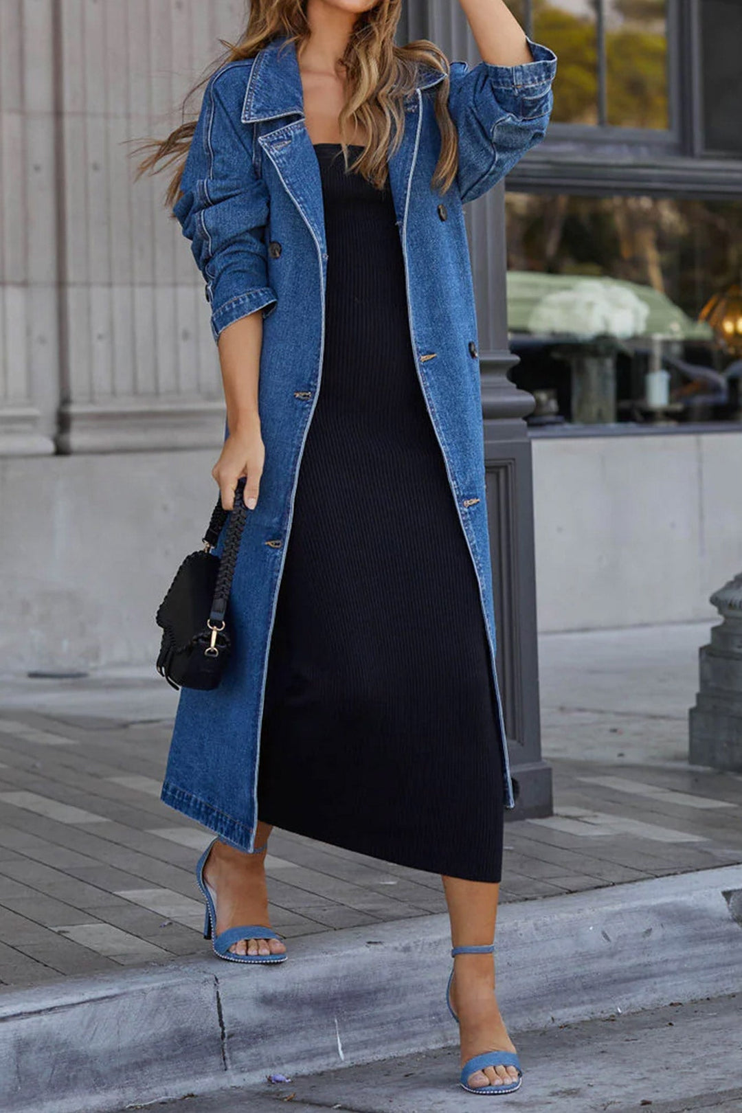 Amy Victoria | Double-breasted denim trench coat