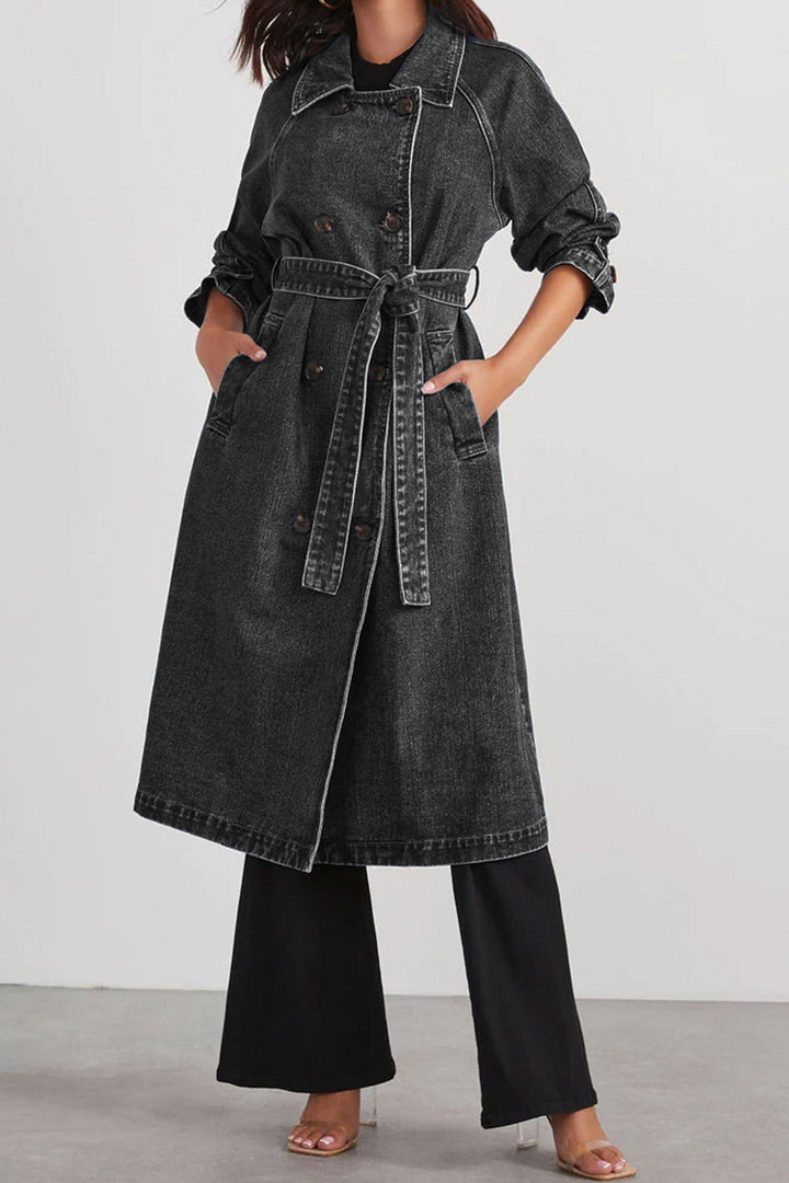 Amy Victoria | Double-breasted denim trench coat