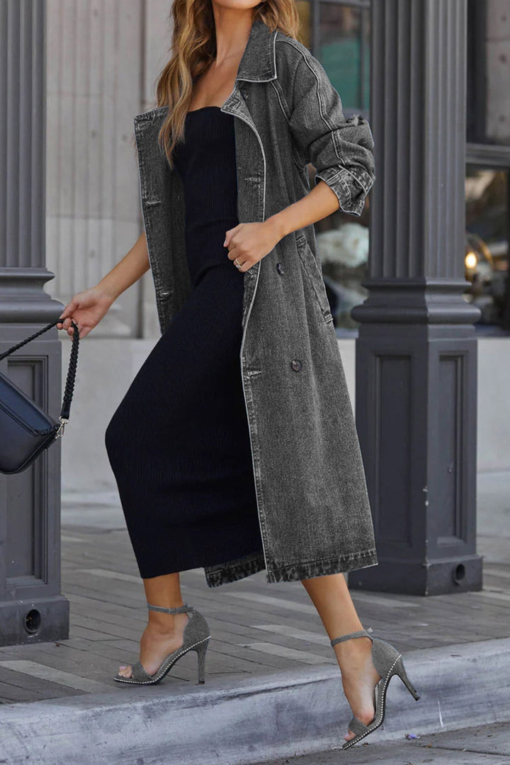 Amy Victoria | Double-breasted denim trench coat