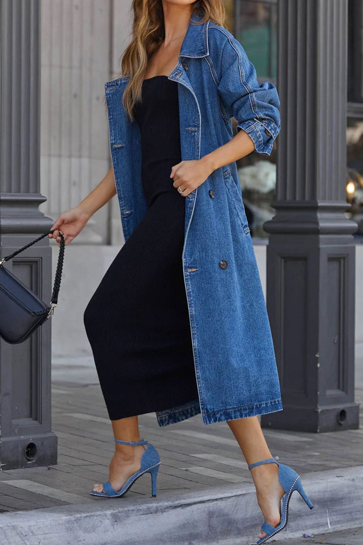 Amy Victoria | Double-breasted denim trench coat