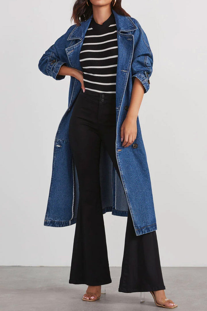Amy Victoria | Double-breasted denim trench coat