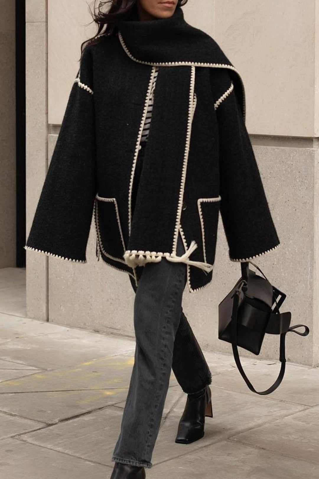 Amy Victoria | Fringed Hem Shawl Coat