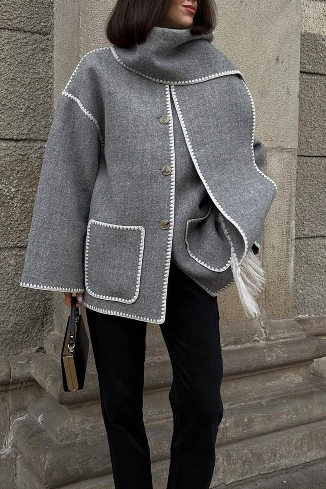 Amy Victoria | Fringed Hem Shawl Coat