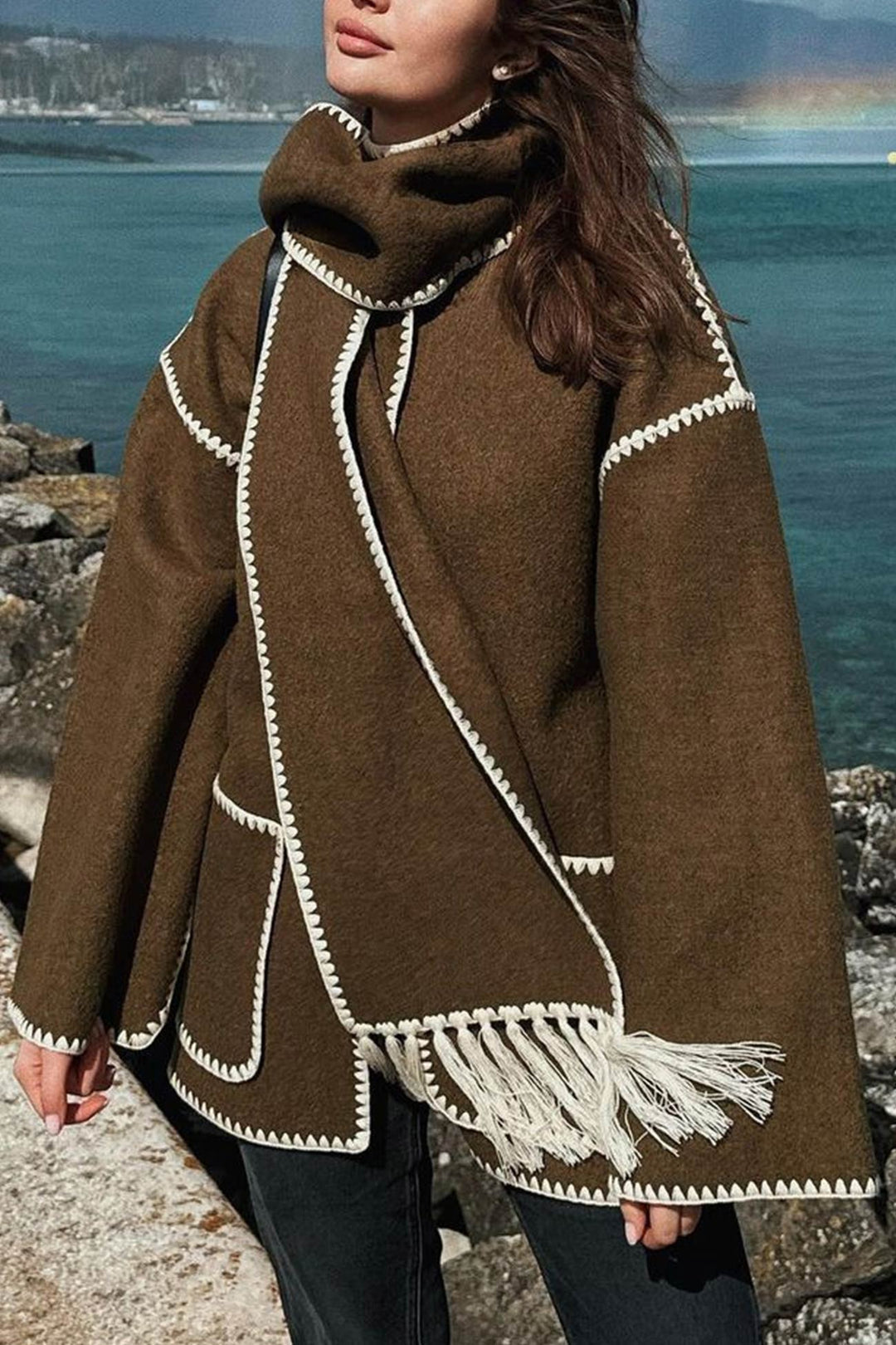 Amy Victoria | Fringed Hem Shawl Coat