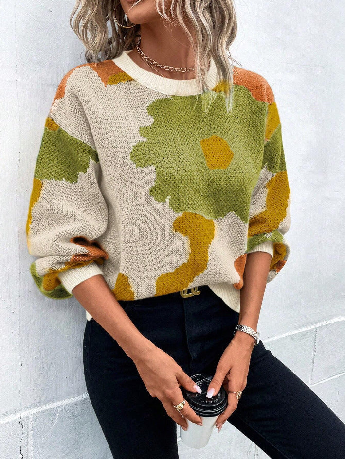 Amy Victoria | Women's Floral Print Pullover Sweater