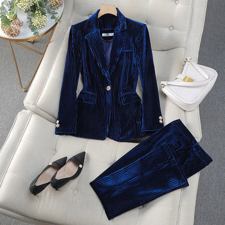 Amy Victoria | Women's Casual Tailored Suit Set, Long Blazer