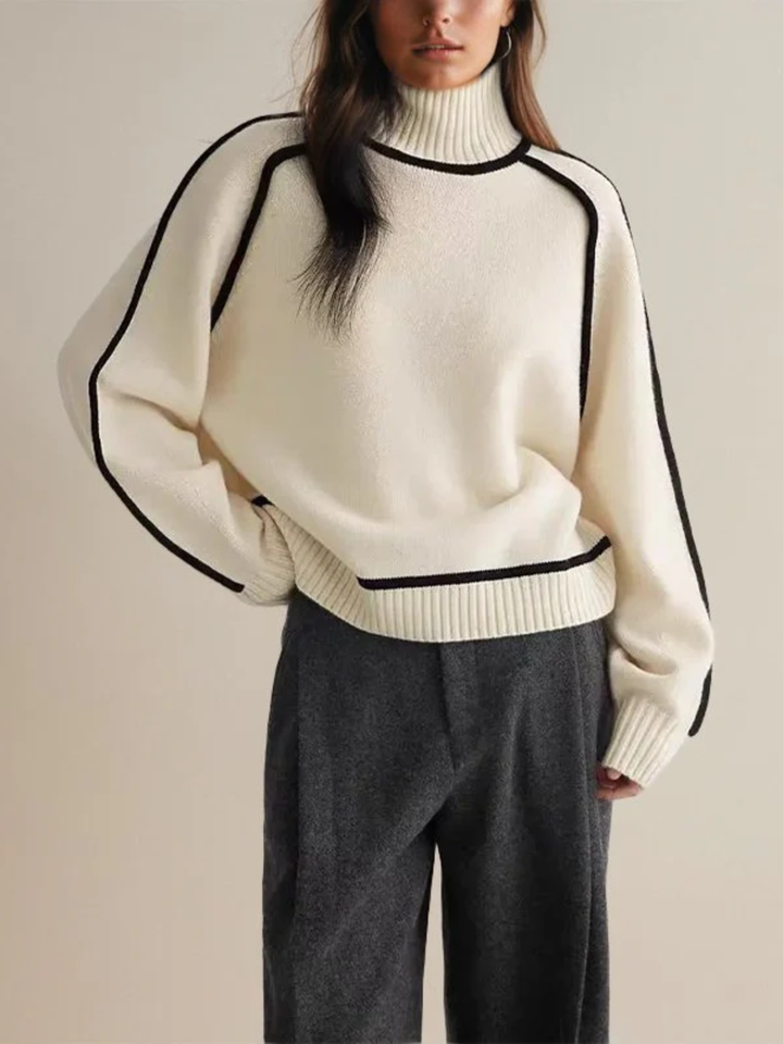 Amy Victoria | Women’s Winter Color Block Turtleneck Sweater