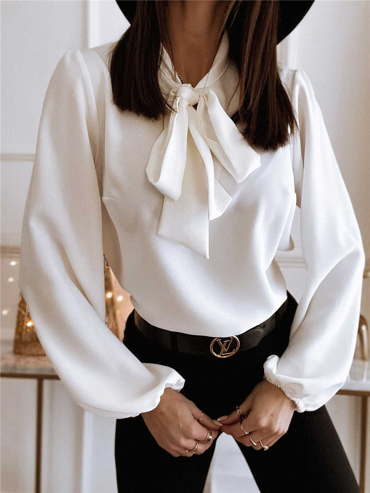 Amy Victoria | Women’s Long Sleeve Blouse with Bow Neck