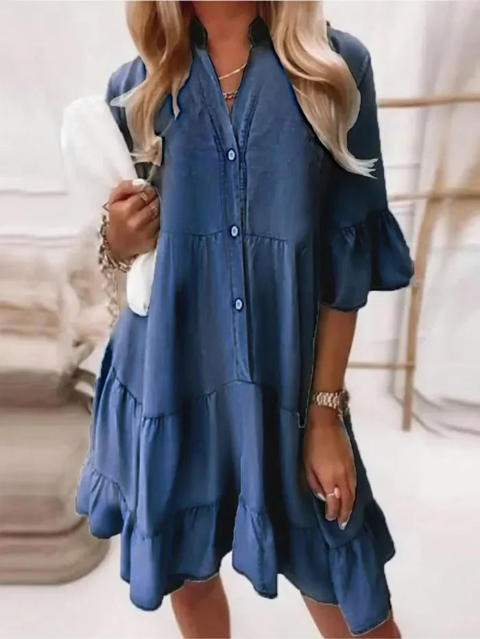 Amy Victoria | Ruffle Denim Dress
