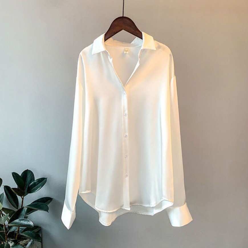 Amy Victoria | Women’s Loose Fit Button Down Satin Blouse