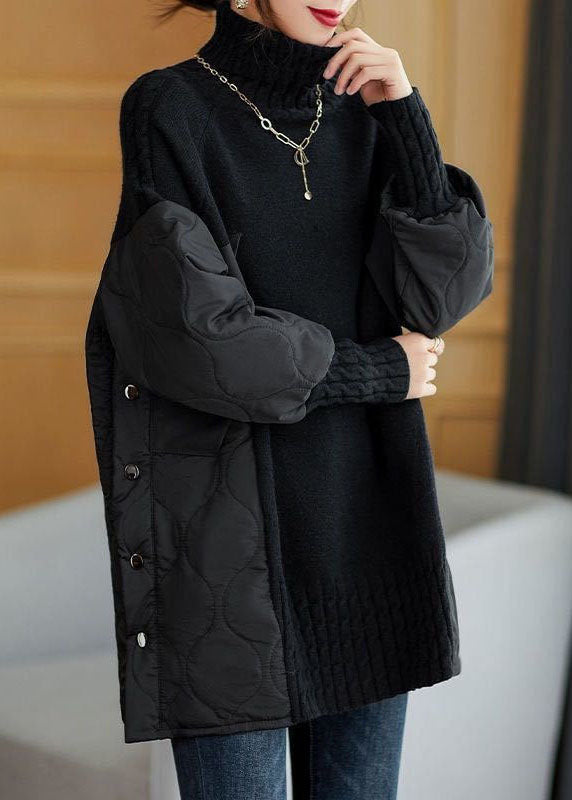 Amy Victoria | Turtleneck Patchwork Knit Sweater