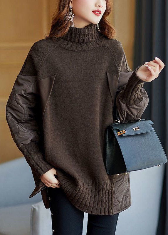 Amy Victoria | Turtleneck Patchwork Knit Sweater