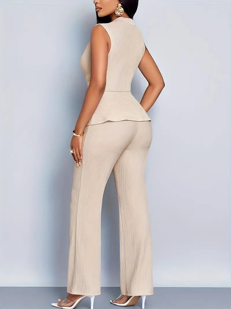 Amy Victoria | Women Pleated Peplum Pants Set