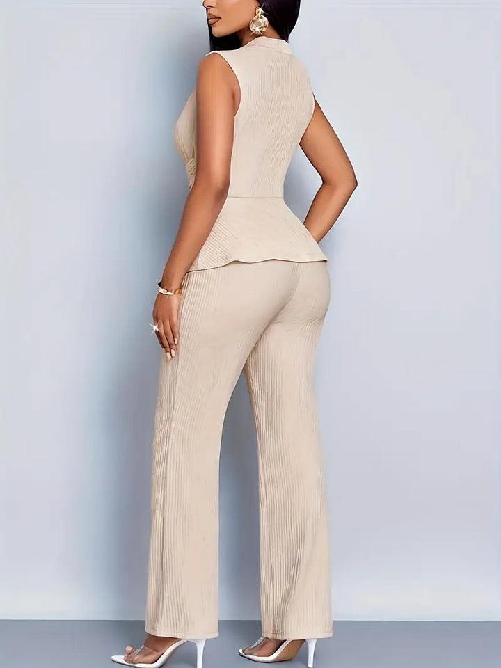 Amy Victoria | Women Pleated Peplum Pants Set