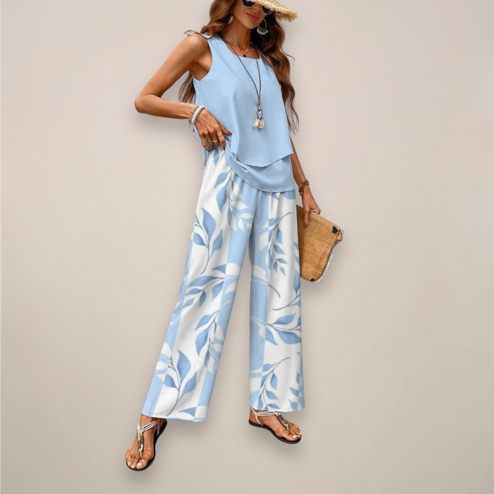 Amy Victoria | Women's Printed Wide-Leg Set