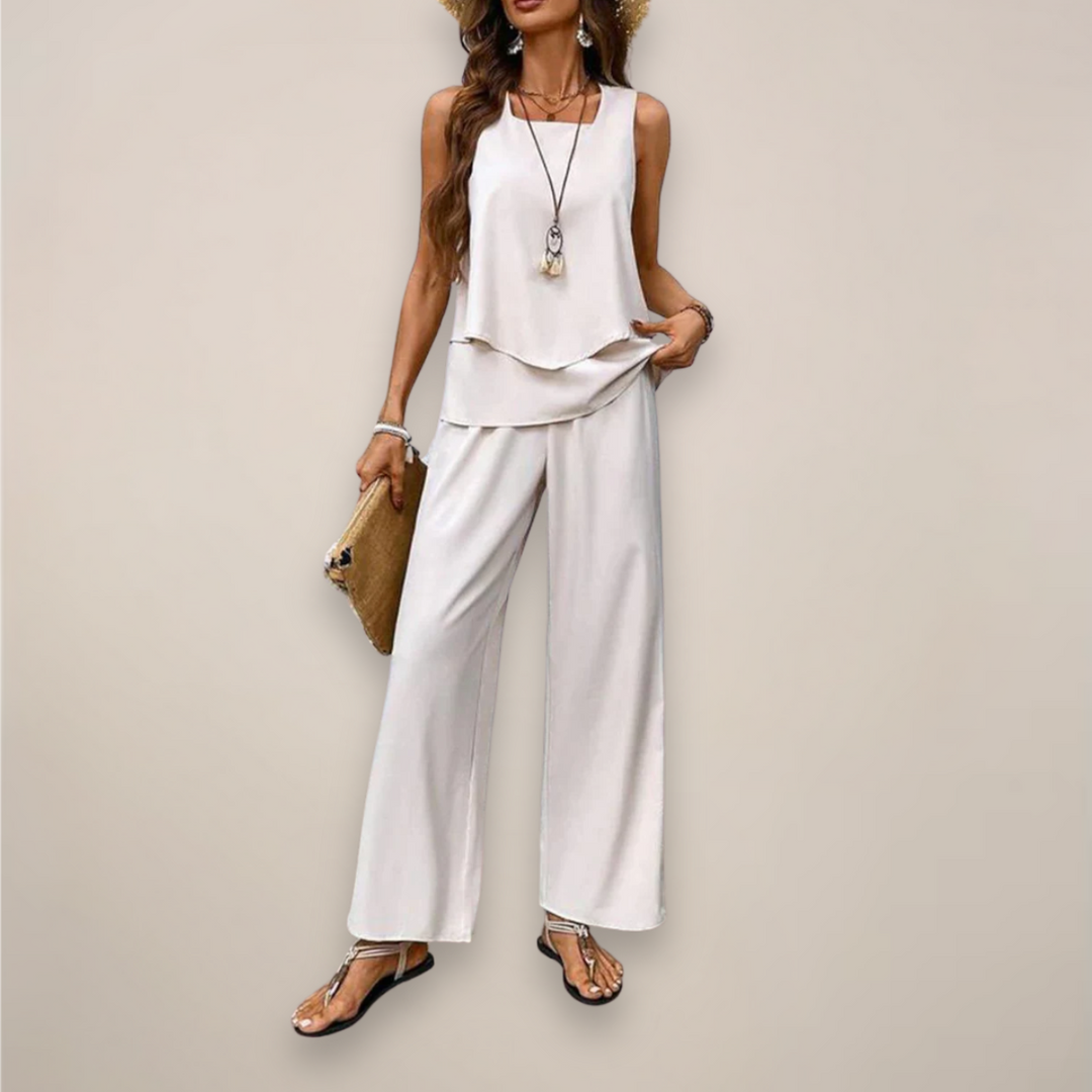 Amy Victoria | Women's Printed Wide-Leg Set