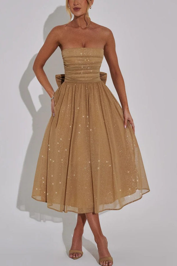 Amy Victoria | Off Shoulder Backless Maxi Dress with Bow