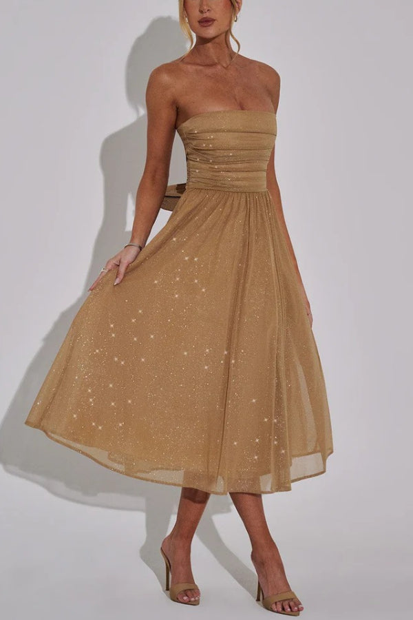 Amy Victoria | Off Shoulder Backless Maxi Dress with Bow