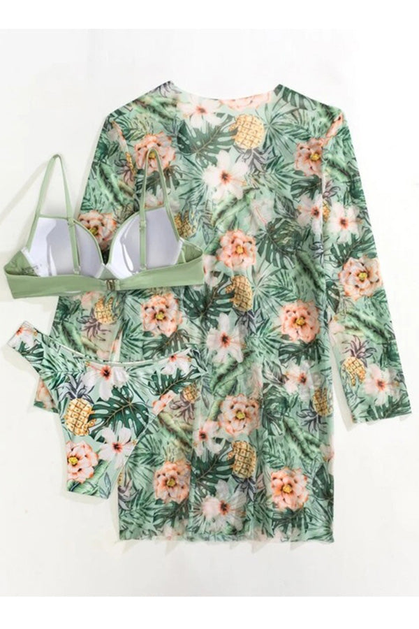 Amy Victoria | Tropical Print Wrap Underwire Bikini with Cover-Up
